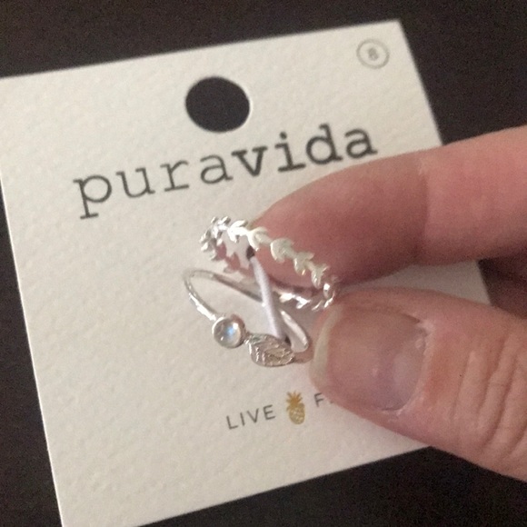 Puravida Sterling Silver Stack Ring Set of Two - Picture 2 of 2